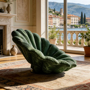 Sillón Club Tapizado de Primera Calidad <span class=keywords><strong>con</strong></span> Forma de Concha, Terciopelo Esmeralda, Asiento de Lectura, Sillón de Alta Gama para Dormitorio de Hotel - Product Image 3