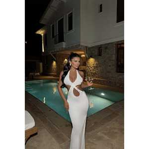 Robe de bal blanche en forme de E, style simple pour soirée, brodée, disponible en XS/XL, avec bretelles spaghetti ou sans bretelles, avec nœud, longue ou longueur genou - Product Image 3