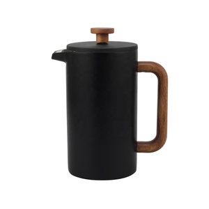 Cafetera Francesa de Acero Inoxidable de Doble Pared con Asa de Madera, Capacidad de 1L, Duradera y de Grado Alimenticio - Product Image 1