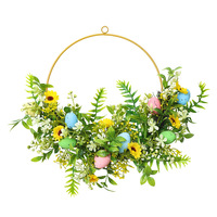 40-50cm Handgemaakte Zijden Elegante Multi-stijl Paas Bloemenkrans Creatieve Lente Daisy Garland Luxe Deurhangdecoratie voor Thuis