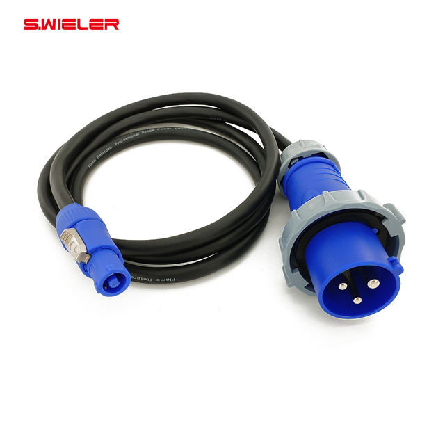 16A 250V 2P+E IP44 Industrial Extension Cord 13AWG 2.5mm Stage LED Lighting VDE Certified IEC Male 16A Powercon Power Cable 5m
