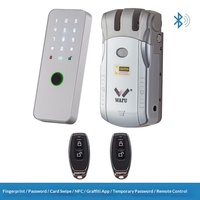 Serrure de porte intelligente invisible sans clé WAFU avec télécommande à code, en alliage de zinc, ignifuge, pour entrée multi-portes, design anti-graffiti