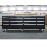 Armoire à roulettes extra large de 96 pouces en acier inoxydable, 24 tiroirs robustes, glissières à billes, multiprise, tiroirs verrouillables, OEM
