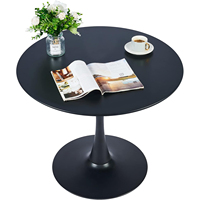 Plateau en bois moderne au design simple et fond en métal Table tulipe noire ronde de 32 pouces pour la cuisine et la salle à manger