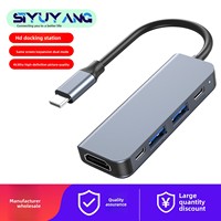 Hub USB C 5 en 1, adaptateur multiport pour USB 2.0, 4K, USB 3.0, type C, charge PD 100W, alliage d'aluminium, accessoires informatiques