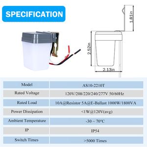 Capteur de lumière photoélectrique thermique automatique CNRIYA avec indice de protection IP54/IP44 et porté<span class=keywords><strong>e</strong></span> de détection de 50 m pour une utilisation jour/nuit - Product Image 2