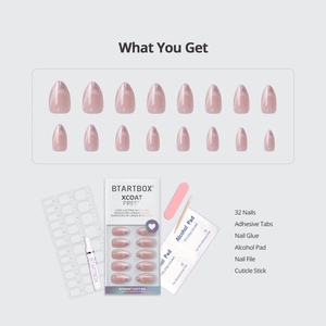 Uñas postizas de gel suave con efecto ojo de gato y punta francesa, al por mayor para proveedores, uñas postizas de almendra con purpurina para pegar. - Product Image 2