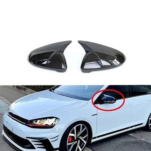 A Pair Mirror Covers Caps RearView Mirror Case Cover For VW Golf MK7 7.5 Carbon Bright Black Cover Car Accessory