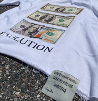 T-shirt surdimensionné personnalisé pour homme avec imprimé billet de banque, en coton épais, ourlet brut, style streetwear hip-hop, OEM ODM