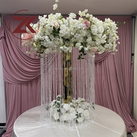 Support floral en métal plaqué or ZKAI pour centre de table de mariage, support de présentation de fleurs pour décoration de mariage