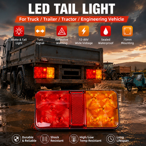 Nouveau feu arrière combiné rectangulaire à LED pour remorque, réflecteur, stop, frein, clignotant 12-24V pour camion, bateau, caravane, fourgon Yuge - Product Image 5