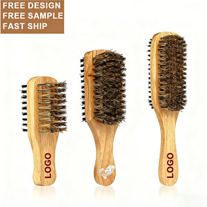 แปรงโกนหนวดไม้แบบสองด้านพร้อมโลโก้สั่งทำพิเศษ สำหรับช่างตัดผม ดูแลขนเคราและจัดแต่งทรงผม ขนแปรงไนลอนเปลี่ยนได้ - Product Image 1