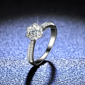 Moissanite cincin pernikahan perak murni 925, Perhiasan halus 18k cincin emas harga grosir