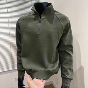 Sudadera Casual Versátil para Hombre, Otoño-Invierno 2026, con Cierre de Media Cremallera, Diseño de Parches, Hombros Caídos y Cuello Alto - Product Image 1