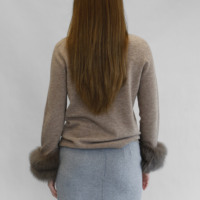 Pulls doux pour femmes de couleur unie, fabriqués directement par l'usine Tyan, avec poignets en fourrure de renard véritable amovibles