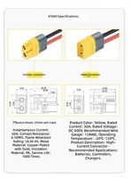 Adaptateur automobile XT30 XT60 XT90 avec contact en cuivre, boîtier en nylon IP65, faisceau de câblage mâle/femelle, alimentation batterie PA 250V 30A