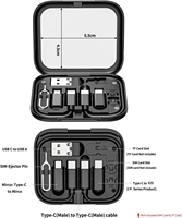 Carte personnalisée 6 en 1 kit adaptateur multi-chargeur miroir boîte de rangement charge rapide transfert de données avec miroir de maquillage et support pour téléphone