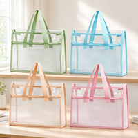 Sac fourre-tout transparent en PVC, grande taille, imperméable, double couche, avec poignée, pour l'école, le bureau, les voyages