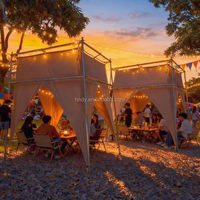 Tente de camping pyramidale en toile de coton 1200D, double couche, quatre saisons, design Glamping, portable, grande auvent pare-soleil pour l'extérieur