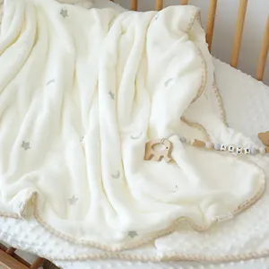 שמיכה סרוגה לתינוק לחלקה תינוק מוסלין שמיכת לולאות חיות בעיצוב מותאם אישית שמיכת תינוק סרוגה