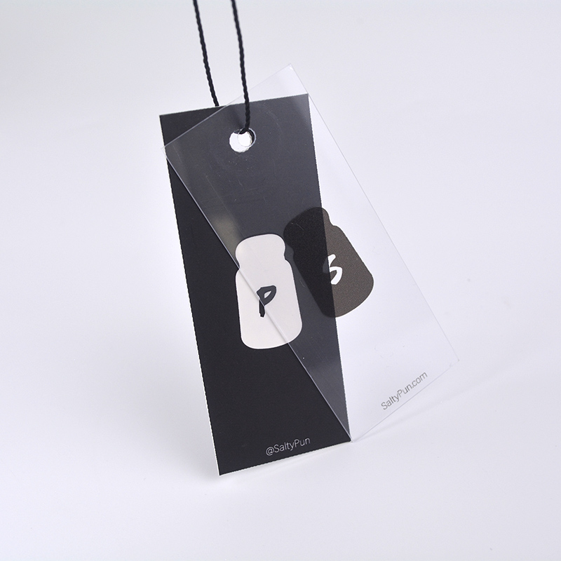 Free Sample Design Custom Plastic Swing Tag T Shirt Hanging Square Tag Private Logo Brand Name for Garment Clothing