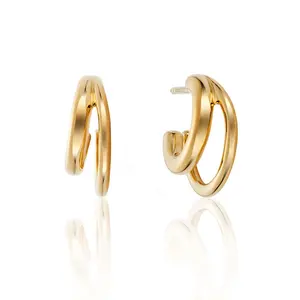 Gemnel jewellery 18k gold solid sterling silver duo hoops double earrings