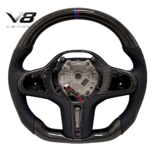 Volant de direction en fibre de carbone véritable personnalisé de style <span class=keywords><strong>sport</strong></span> racing pour les séries 1, 2, 3, 4, F40, F44, G20, G22, M2, M3, M4, accessoires de voiture V8carbon - Product Image 4