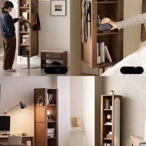 360 °   Estantería Giratoria <span class=keywords><strong>Estrecha</strong></span> |   Armario de Almacenamiento de Madera Maciza con Barra para Colgar para Espacios Pequeños - Product Image 3