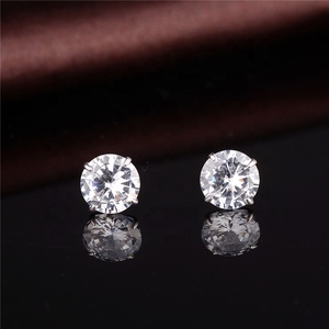 925 Sterling Silver <strong>square</strong> <strong>Diamond</strong> Stud <strong>Earrings</strong> - Product Image 2