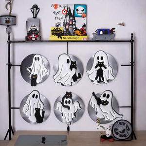 Cartone animato fantasma spille in metallo personalizzate carino gatto nero spille divertenti risvolti spille smalto Halloween spilla all'ingrosso - Product Image 4