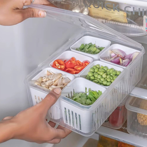 6-in-1 Eco-Friendly Airtight Safe Fridge Organiser <b>Container</b> Set <b>Plastic</b> Storage Box 3300ml Modern Easy Clean - Product Image 1