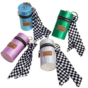 Newest Fashion Designer Women PU Leather Luxury Carabiner Key Holder Keychain Bag Charm Lipstick Coin Purse