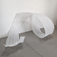 Décoration de plafond en organza blanc ondulé, draperie fluide pour mariage, banquet et événement