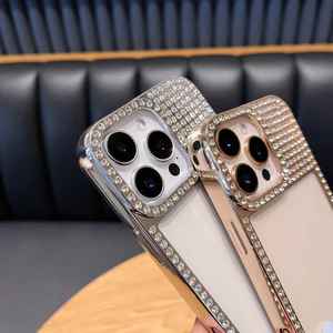 Funda con marco con incrustaciones de diamantes para Apple 17 Pro, funda protectora a prueba de golpes con diamantes de imitación electrochapados para iPhone 14, 15 y 16 - Product Image 2