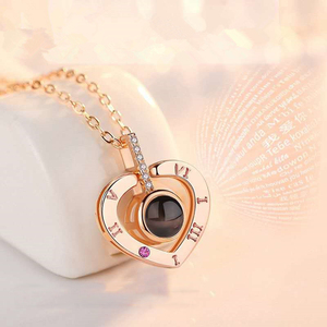 Vòng Cổ Chiếu Vòng Cổ Đính Đá Pha Lê Hình Trái Tim Love You 100 Ngôn Ngữ Cho Nữ Valentine - Product Image 4