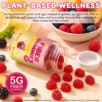 Acentiallabs Private Label Aardbei-perzik smaak 5g vezel supplement gummies voor vrouwen en mannen, ter ondersteuning van de spijsvertering en regelmatigheid.