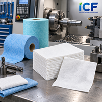 Lingettes industrielles jetables en tissu non tissé ICF Clean Processing, faible teneur en fibres, en viscose, pour le nettoyage des équipements de précision et des installations industrielles