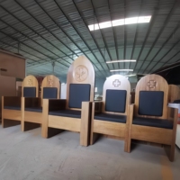 Chaises de pasteur en bois avec siège en cuir, mobilier d'église pour théâtre, chapelle, salles de culte chrétien