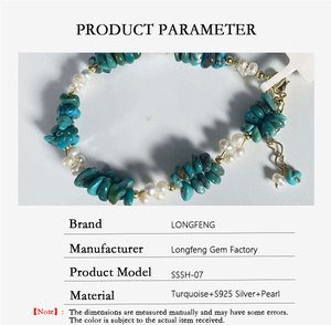 Gran oferta LONGFENG lujo mujer S925 plata patrón geométrico imitación perla brazalete estilo clásico para fiestas - Product Image 5