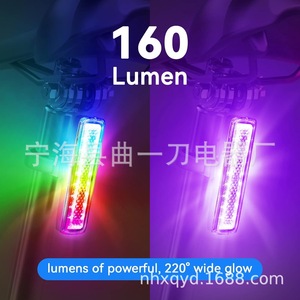 Feu arrière de vélo LED RGB, 14 modes, étanche, avec câble USB, pour vélo, scooter, casque - Product Image 4