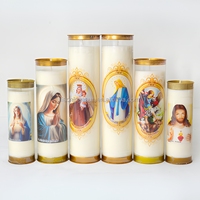 Bougies de prière blanches, bougies votives d'église en paraffine et cire de palme, dans un pot en plastique, à combustion longue durée, pour cérémonies religieuses et commémorations