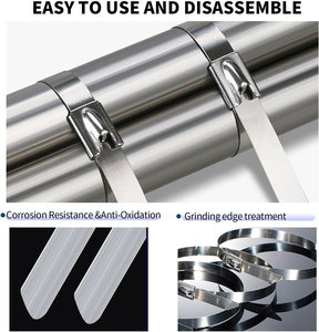 Attaches-câbles en acier inoxydable autobloquants SS304, attaches métalliques robustes pour <span class=keywords><strong>fixation</strong></span> sécurisée, 4,6 mm 150 mm 700 mm - Product Image 2