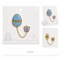 Broche émail souple œuf de Pâques, badge, pendentif papillon, chaîne dorée, bijoux de printemps, broches, épingles émail personnalisées en gros