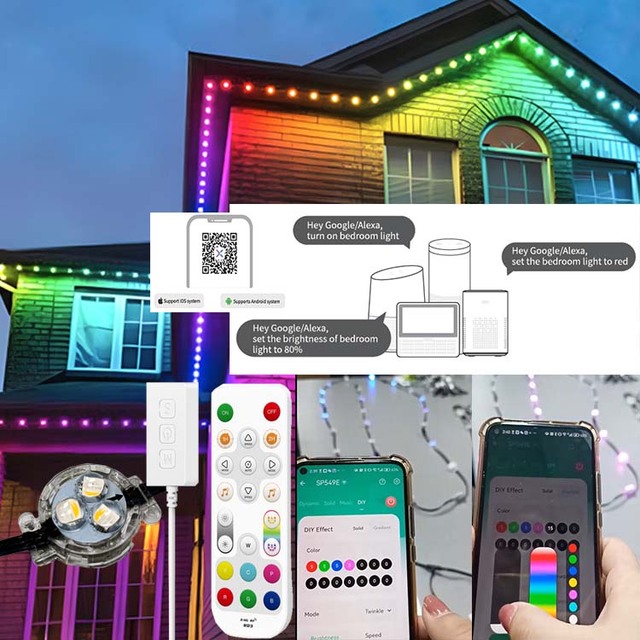 Voice Control App Control RGBW Permanent Christmas Lighting 24V Point Light Light Point String