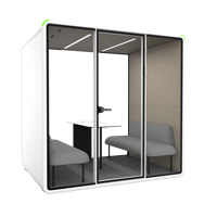 Cabina de Oficina Insonorizada Móvil para Exteriores con Cuatro Asientos, Cabina Acústica Modular Tipo Sofá para Reuniones de Pequeños Grupos