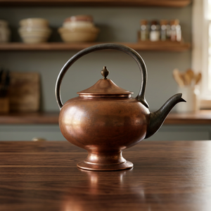 กาน้ำชาโลหะแบบจีนโบราณพร้อมฝาปิดและหูจับโลหะ - Product Image 5