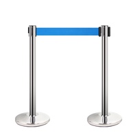 Poteau de barrière de ligne de file d'attente en métal rétractable de 8cm avec barrière de trafic de ceinture d'avertissement pour un contrôle efficace des foules