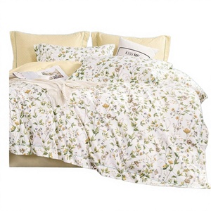 Ensemble de housse de couette réversible 3 pièces, 100% polyester, 300 fils, tissé, non toxique, style décontracté, motifs floraux unis, toutes saisons, maison, hôtel - Product Image 3