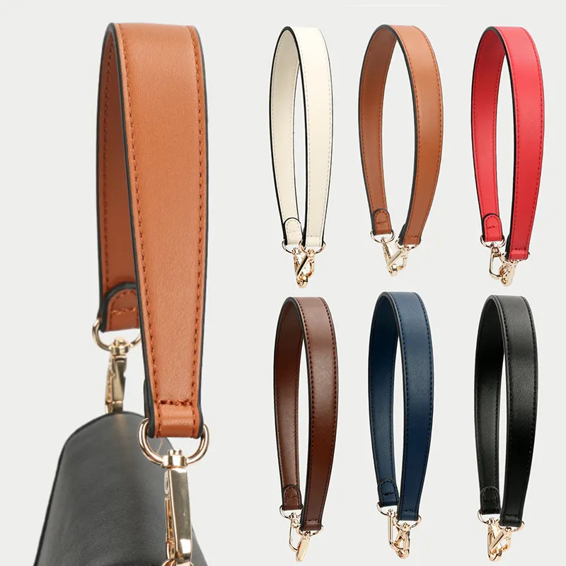 Genuine Leather Solid Color Short Bag Belt Womens Bag Strap Replacement Handbag Handles