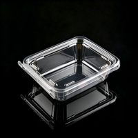 Tamper evident transparante PET 16oz recyclebare voedselcontainer met scharnierend deksel voor vers gesneden fruit, salade, noten, sap, sushi, wegwerpbaar, voedselveilig.